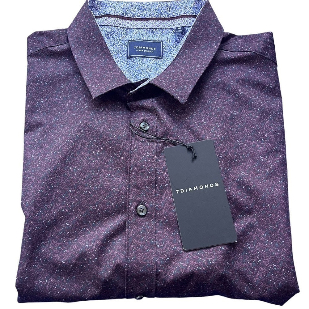 7 Diamonds Men's Long Sleeve Button-Up Shirt, Size XXL